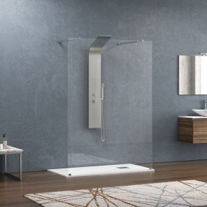 karag - WAL3C148 ΣΤΑΘΕΡΟ ΔΙΑΧΩΡΙΣΤΙΚΟ ΝΤΟΥΖΙΕΡΑΣ ΜΕ ΔΙΑΦΑΝΟ ΚΡΥΣΤΑΛΛΟ WALKIN 3 CROMO KARAG 148X200CM