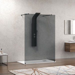 karag - WAL3NF158 ΣΤΑΘΕΡΟ ΔΙΑΧΩΡΙΣΤΙΚΟ ΝΤΟΥΖΙΕΡΑΣ ΜΕ FUME ΚΡΥΣΤΑΛΛΟ WALKIN 3 BLACK KARAG 158X200CM