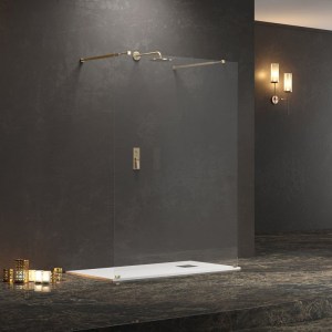 karag - WAL3O148 ΣΤΑΘΕΡΟ ΔΙΑΧΩΡΙΣΤΙΚΟ ΝΤΟΥΖΙΕΡΑΣ ΜΕ ΔΙΑΦΑΝΟ ΚΡΥΣΤΑΛΛΟ WALKIN 3 GOLD KARAG 148X200CM