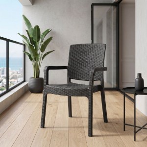 meg-CH-N5080-BL-1 ΠΟΛΥΘΡΟΝΑ ΚΗΠΟΥ ΠΟΛΥΠΡΟΠΥΛΕΝΙΟΥ ΜΕ ΠΛΕΞΗ ΡΑΤΤΑΝ ΧΡΩΜΑ ΜΑΥΡΟ 56X60X86,5ΕΚ.