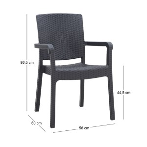meg-CH-N5080-BL-6 ΠΟΛΥΘΡΟΝΑ ΚΗΠΟΥ ΠΟΛΥΠΡΟΠΥΛΕΝΙΟΥ ΜΕ ΠΛΕΞΗ ΡΑΤΤΑΝ ΧΡΩΜΑ ΜΑΥΡΟ 56X60X86,5ΕΚ.