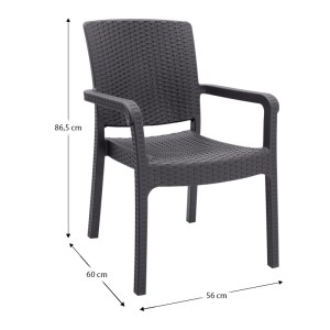 meg-CH-N5080-BR-6 ΠΟΛΥΘΡΟΝΑ ΚΗΠΟΥ ΠΟΛΥΠΡΟΠΥΛΕΝΙΟΥ ΜΕ ΠΛΕΞΗ ΡΑΤΤΑΝ ΧΡΩΜΑ ΚΑΦΕ 56X60X86,5ΕΚ.