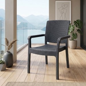meg-CH-N5080-GR-0 ΠΟΛΥΘΡΟΝΑ ΚΗΠΟΥ ΠΟΛΥΠΡΟΠΥΛΕΝΙΟΥ ΜΕ ΠΛΕΞΗ ΡΑΤΤΑΝ ΧΡΩΜΑ ΓΚΡΙ 56X60X86,5ΕΚ.