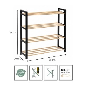 meg-FIX-2041-1-BL-2 ΠΑΠΟΥΤΣΟΘΗΚΗ ΞΥΛΙΝΗ - ΠΛΑΣΤΙΚΗ ΧΡΩΜΑ ΦΥΣΙΚΟ - ΜΑΥΡΟ 66X20X68ΕΚ.