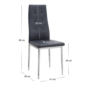 meg-GP001-0047,1-10 ΚΑΡΕΚΛΑ ΤΡΑΠΕΖΑΡΙΑΣ ROSA MEGAPAP ΜΑΥΡΟ PU - ΜΕΤΑΛΛΙΚΟ ΠΟΔΙ ΧΡΩΜΙΟΥ 41X48X98ΕΚ.