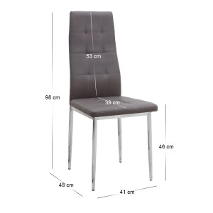 meg-GP001-0047,3-10 ΚΑΡΕΚΛΑ ΤΡΑΠΕΖΑΡΙΑΣ ROSA MEGAPAP ΚΑΦΕ PU - ΜΕΤΑΛΛΙΚΟ ΠΟΔΙ ΧΡΩΜΙΟΥ 41X48X98ΕΚ.