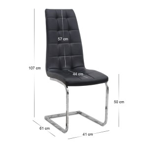 meg-GP001-0050,1-10 ΚΑΡΕΚΛΑ ΤΡΑΠΕΖΑΡΙΑΣ VELA MEGAPAP ΜΑΥΡΟ PU - ΜΕΤΑΛΛΙΚΗ ΒΑΣΗ ΧΡΩΜΙΟΥ 41X61X107ΕΚ.