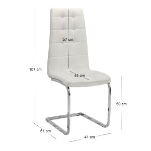 meg-GP001-0050,2-10 ΚΑΡΕΚΛΑ ΤΡΑΠΕΖΑΡΙΑΣ VELA MEGAPAP ΛΕΥΚΟ PU - ΜΕΤΑΛΛΙΚΗ ΒΑΣΗ ΧΡΩΜΙΟΥ 41X61X107ΕΚ.