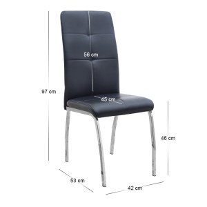 meg-GP001-0053,1-10 ΚΑΡΕΚΛΑ ΤΡΑΠΕΖΑΡΙΑΣ ALMA MEGAPAP ΜΑΥΡΟ PU - ΜΕΤΑΛΛΙΚΟ ΠΟΔΙ ΧΡΩΜΙΟΥ 42X53X97ΕΚ.