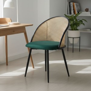 meg-GP001-0055,1-1 ΚΑΡΕΚΛΑ ΤΡΑΠΕΖΑΡΙΑΣ JACOB MEGAPAP PE RATTAN - ΚΥΠΑΡΙΣΣΙ ΒΕΛΟΥΔΟ - ΜΕΤΑΛΛΙΚΟ ΜΑΥΡΟ ΠΟΔΙ 52X50X77ΕΚ.