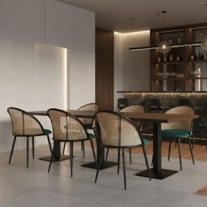 meg-GP001-0055,1-2 ΚΑΡΕΚΛΑ ΤΡΑΠΕΖΑΡΙΑΣ JACOB MEGAPAP PE RATTAN - ΚΥΠΑΡΙΣΣΙ ΒΕΛΟΥΔΟ - ΜΕΤΑΛΛΙΚΟ ΜΑΥΡΟ ΠΟΔΙ 52X50X77ΕΚ.