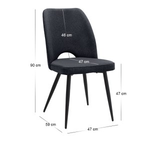 meg-GP001-0056,1-10 ΚΑΡΕΚΛΑ ΤΡΑΠΕΖΑΡΙΑΣ CHRISTY MEGAPAP ΑΝΘΡΑΚΙ ΥΦΑΣΜΑ - ΜΕΤΑΛΛΙΚΟ ΜΑΥΡΟ ΠΟΔΙ 47X59X90ΕΚ.