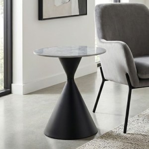 meg-GP001-0062,1-0 ΤΡΑΠΕΖΑΚΙ ΒΟΗΘΗΤΙΚΟ LOGAN MEGAPAP SINTERED STONE - ΜΕΤΑΛΛΟ ΧΡΩΜΑ ΓΚΡΙ ΕΦΕ ΜΑΡΜΑΡΟΥ - ΜΑΥΡΟ Ø50X56ΕΚ.