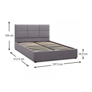 meg-GP002-0009,1-7 ΚΡΕΒΑΤΙ KINGSTON MEGAPAP ΒΕΛΟΥΔΙΝΟ ΧΡΩΜΑ ΓΚΡΙ 150X200ΕΚ.
