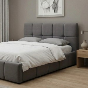 meg-GP002-0020,1-2 ΚΡΕΒΑΤΙ ELORA MEGAPAP ΒΕΛΟΥΔΙΝΟ ΜΕ ΑΠΟΘΗΚΕΥΤΙΚΟ ΧΩΡΟ ΧΡΩΜΑ ΓΚΡΙ 160X200ΕΚ.