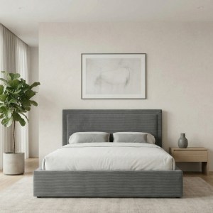 meg-GP002-0021,1-1 ΚΡΕΒΑΤΙ VELAR MEGAPAP ΥΦΑΣΜΑΤΙΝΟ ΜΕ ΑΠΟΘΗΚΕΥΤΙΚΟ ΧΩΡΟ ΧΡΩΜΑ ΓΚΡΙ 160X200ΕΚ.