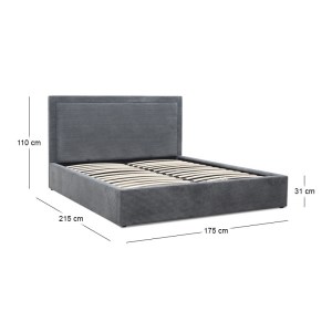 meg-GP002-0021,1-8 ΚΡΕΒΑΤΙ VELAR MEGAPAP ΥΦΑΣΜΑΤΙΝΟ ΜΕ ΑΠΟΘΗΚΕΥΤΙΚΟ ΧΩΡΟ ΧΡΩΜΑ ΓΚΡΙ 160X200ΕΚ.