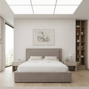 meg-GP002-0021,2-1 ΚΡΕΒΑΤΙ VELAR MEGAPAP ΥΦΑΣΜΑΤΙΝΟ ΜΕ ΑΠΟΘΗΚΕΥΤΙΚΟ ΧΩΡΟ ΧΡΩΜΑ ΜΟΚΑ 160X200ΕΚ.