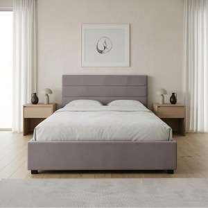 meg-GP002-0025,2-1 ΚΡΕΒΑΤΙ OLMO MEGAPAP ΒΕΛΟΥΔΙΝΟ ΜΕ ΑΠΟΘΗΚΕΥΤΙΚΟ ΧΩΡΟ ΧΡΩΜΑ ΓΚΡΙ 160X200ΕΚ.