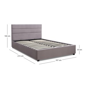 meg-GP002-0025,2-8 ΚΡΕΒΑΤΙ OLMO MEGAPAP ΒΕΛΟΥΔΙΝΟ ΜΕ ΑΠΟΘΗΚΕΥΤΙΚΟ ΧΩΡΟ ΧΡΩΜΑ ΓΚΡΙ 160X200ΕΚ.