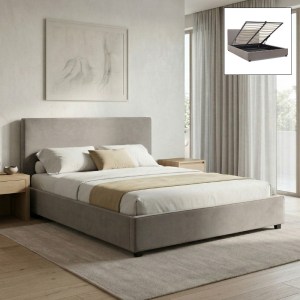 meg-GP002-0026,2-0 ΚΡΕΒΑΤΙ VERONA MEGAPAP ΥΦΑΣΜΑΤΙΝΟ ΜΕ ΑΠΟΘΗΚΕΥΤΙΚΟ ΧΩΡΟ ΧΡΩΜΑ ΓΚΡΙ - ΜΠΕΖ 160X200ΕΚ.