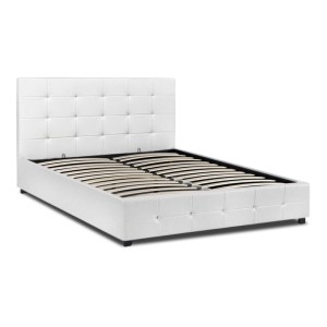 meg-GP002-0027,2-2 ΚΡΕΒΑΤΙ IRO MEGAPAP ΑΠΟ ΤΕΧΝΟΔΕΡΜΑ ΜΕ ΑΠΟΘΗΚΕΥΤΙΚΟ ΧΩΡΟ ΧΡΩΜΑ ΛΕΥΚΟ 150X200ΕΚ.