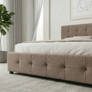 meg-GP002-0027,4-2 ΚΡΕΒΑΤΙ IRO MEGAPAP ΥΦΑΣΜΑΤΙΝΟ ΜΕ ΑΠΟΘΗΚΕΥΤΙΚΟ ΧΩΡΟ ΧΡΩΜΑ ΜΠΕΖ - ΚΑΦΕ 150X200ΕΚ.