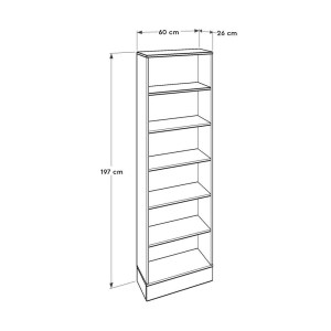 meg-GP009-0146-2 ΒΙΒΛΙΟΘΗΚΗ BASE MEGAPAP ΧΡΩΜΑ OAK - ΛΕΥΚΟ 60X26X197ΕΚ.