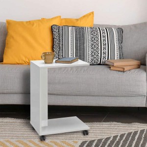 meg-GP009-0195-2 ΒΟΗΘΗΤΙΚΟ ΤΡΑΠΕΖΙ C-SHAPED MEGAPAP ΑΠΟ ΜΕΛΑΜΙΝΗ ΣΕ ΧΡΩΜΑ ΛΕΥΚΟ 35X45X65ΕΚ.