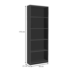 meg-GP009-0236-2 ΒΙΒΛΙΟΘΗΚΗ MAX MEGAPAP ΧΡΩΜΑ ΑΝΘΡΑΚΙ 58X23X170ΕΚ.