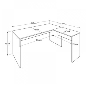 meg-GP009-0238-2 ΓΡΑΦΕΙΟ ΔΙΕΥΘΥΝΤΙΚΟ RIO MEGAPAP ΓΩΝΙΑΚΟ ΑΝΑΣΤΡΕΨΙΜΟ ΧΡΩΜΑ ΑΝΘΡΑΚΙ 160X144X75ΕΚ.