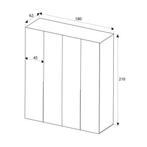 meg-GP009-0261,1-5 ΝΤΟΥΛΑΠΑ ΡΟΥΧΩΝ ORYANA MEGAPAP ΤΕΤΡΑΦΥΛΛΗ ΧΡΩΜΑ ΚΑΡΥΔΙ 180X62X210ΕΚ.