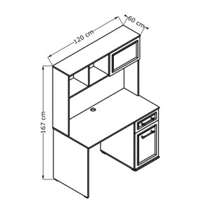 meg-GP009-0278,1-4 ΓΡΑΦΕΙΟ ΕΡΓΑΣΙΑΣ COUNTRY MEGAPAP ΧΡΩΜΑ ΛΕΥΚΟ 120X60X167ΕΚ.