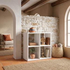 meg-GP026-0100,1-2 ΒΙΒΛΙΟΘΗΚΗ CUBE MEGAPAP ΧΡΩΜΑ ΛΕΥΚΟ 60X30X60ΕΚ.