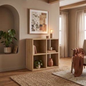 meg-GP026-0100,2-2 ΒΙΒΛΙΟΘΗΚΗ CUBE MEGAPAP ΧΡΩΜΑ SAPPHIRE OAK 60X30X60ΕΚ.