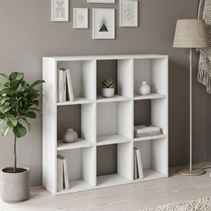 meg-GP026-0101,1-0 ΒΙΒΛΙΟΘΗΚΗ CUBE MEGAPAP ΧΡΩΜΑ ΛΕΥΚΟ 90X30X90ΕΚ.