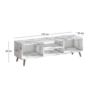 meg-GP026-0108,4-2 ΕΠΙΠΛΟ ΤΗΛΕΟΡΑΣΗΣ LOREN MEGAPAP ΧΡΩΜΑ ΛΕΥΚΟ ΕΦΕ ΜΑΡΜΑΡΟΥ 120X30X40ΕΚ.