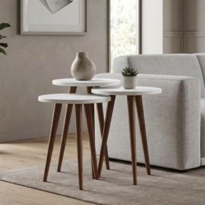 meg-GP026-0110,1-0 ΤΡΑΠΕΖΑΚΙ ΒΟΗΘΗΤΙΚΟ ΣΕΤ 3 ΤΜΧ CRUZ MEGAPAP ΧΡΩΜΑ ΛΕΥΚΟ Ø33X46ΕΚ.