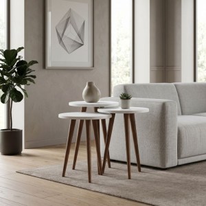 meg-GP026-0110,1-1 ΤΡΑΠΕΖΑΚΙ ΒΟΗΘΗΤΙΚΟ ΣΕΤ 3 ΤΜΧ CRUZ MEGAPAP ΧΡΩΜΑ ΛΕΥΚΟ Ø33X46ΕΚ.