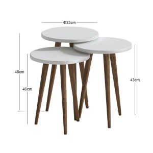 meg-GP026-0110,1-3 ΤΡΑΠΕΖΑΚΙ ΒΟΗΘΗΤΙΚΟ ΣΕΤ 3 ΤΜΧ CRUZ MEGAPAP ΧΡΩΜΑ ΛΕΥΚΟ Ø33X46ΕΚ.