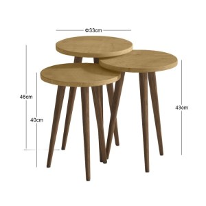 meg-GP026-0110,2-4 ΤΡΑΠΕΖΑΚΙ ΒΟΗΘΗΤΙΚΟ ΣΕΤ 3 ΤΜΧ CRUZ MEGAPAP ΧΡΩΜΑ SAPPHIRE OAK Ø33X46ΕΚ.