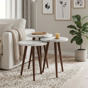 meg-GP026-0110,4-0 ΤΡΑΠΕΖΑΚΙ ΒΟΗΘΗΤΙΚΟ ΣΕΤ 3 ΤΜΧ CRUZ MEGAPAP ΧΡΩΜΑ ΛΕΥΚΟ ΕΦΕ ΜΑΡΜΑΡΟΥ Ø33X46ΕΚ.