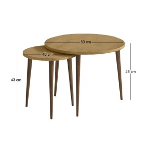 meg-GP026-0112,2-4 ΤΡΑΠΕΖΑΚΙ ΣΑΛΟΝΙΟΥ ΣΕΤ 2 ΤΜΧ NOLA MEGAPAP ΧΡΩΜΑ SAPPHIRE OAK Ø60X46ΕΚ.