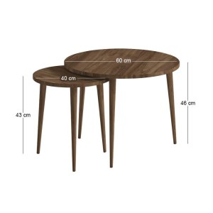 meg-GP026-0112,3-4 ΤΡΑΠΕΖΑΚΙ ΣΑΛΟΝΙΟΥ ΣΕΤ 2 ΤΜΧ NOLA MEGAPAP ΧΡΩΜΑ ΚΑΡΥΔΙ Ø60X46ΕΚ.