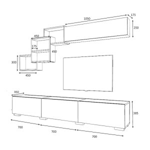 meg-GP028-0026,2-2 ΣΥΝΘΕΣΗ ΤΗΛΕΟΡΑΣΗΣ FREE MEGAPAP ΧΡΩΜΑ ΑΝΘΡΑΚΙ - ΓΚΡΙ ΣΚΥΡΟΔΕΜΑΤΟΣ 210X35X38ΕΚ.