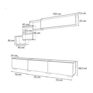 meg-GP028-0026,2-3 ΣΥΝΘΕΣΗ ΤΗΛΕΟΡΑΣΗΣ FREE MEGAPAP ΧΡΩΜΑ ΑΝΘΡΑΚΙ - ΓΚΡΙ ΣΚΥΡΟΔΕΜΑΤΟΣ 210X35X38ΕΚ.