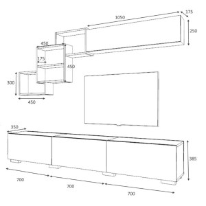 meg-GP028-0026,2-4 ΣΥΝΘΕΣΗ ΤΗΛΕΟΡΑΣΗΣ FREE MEGAPAP ΧΡΩΜΑ ΑΝΘΡΑΚΙ - ΓΚΡΙ ΣΚΥΡΟΔΕΜΑΤΟΣ 210X35X38ΕΚ.