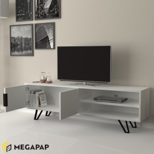 meg-GP028-0033,3-1 ΕΠΙΠΛΟ ΤΗΛΕΟΡΑΣΗΣ FOOT MEGAPAP ΑΠΟ ΜΕΛΑΜΙΝΗ ΧΡΩΜΑ ΛΕΥΚΟ 160X35X49ΕΚ.