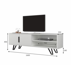 meg-GP028-0033,3-2 ΕΠΙΠΛΟ ΤΗΛΕΟΡΑΣΗΣ FOOT MEGAPAP ΑΠΟ ΜΕΛΑΜΙΝΗ ΧΡΩΜΑ ΛΕΥΚΟ 160X35X49ΕΚ.