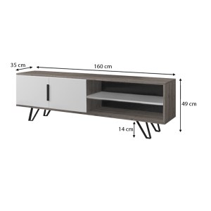 meg-GP028-0033,3-3 ΕΠΙΠΛΟ ΤΗΛΕΟΡΑΣΗΣ FOOT MEGAPAP ΑΠΟ ΜΕΛΑΜΙΝΗ ΧΡΩΜΑ ΛΕΥΚΟ 160X35X49ΕΚ.